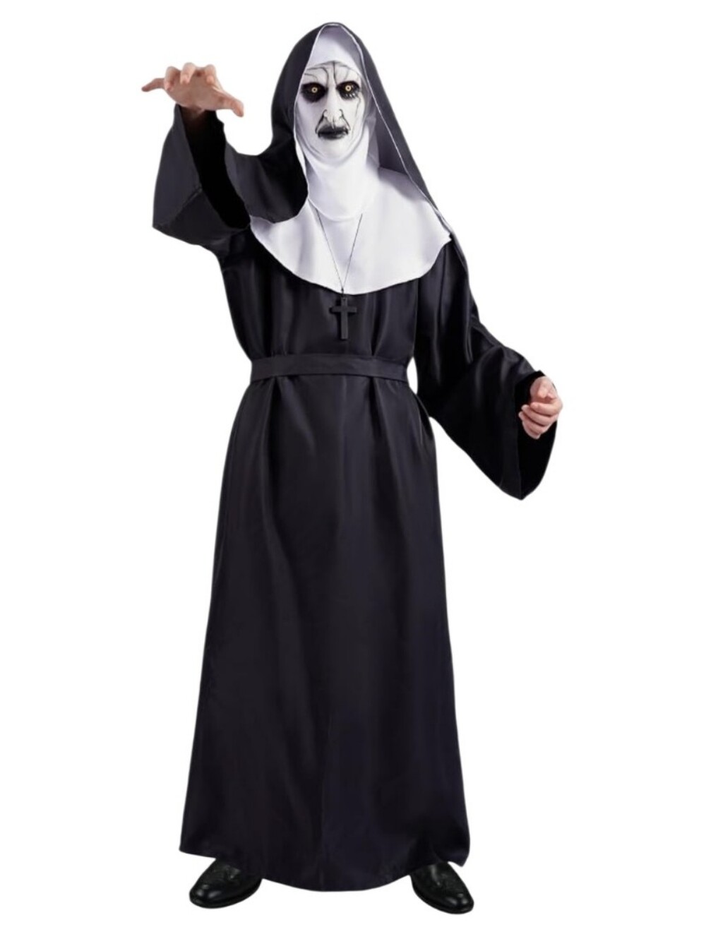 Scary Nun Costume with Black & White and Cross Sz Large Nwt